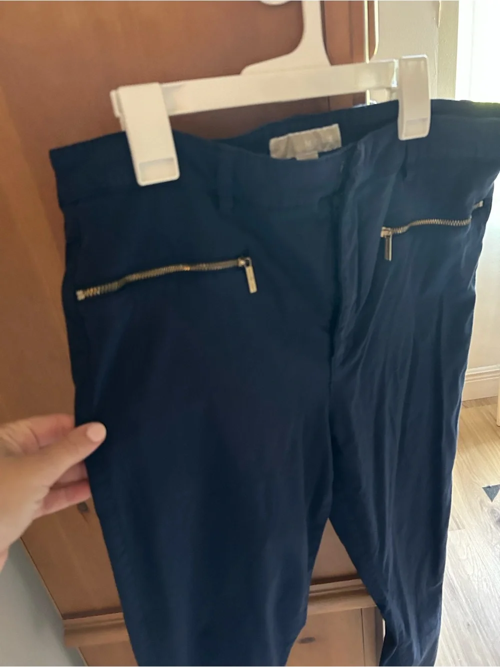 Michael Kors Navy Pants with Gold Hardware